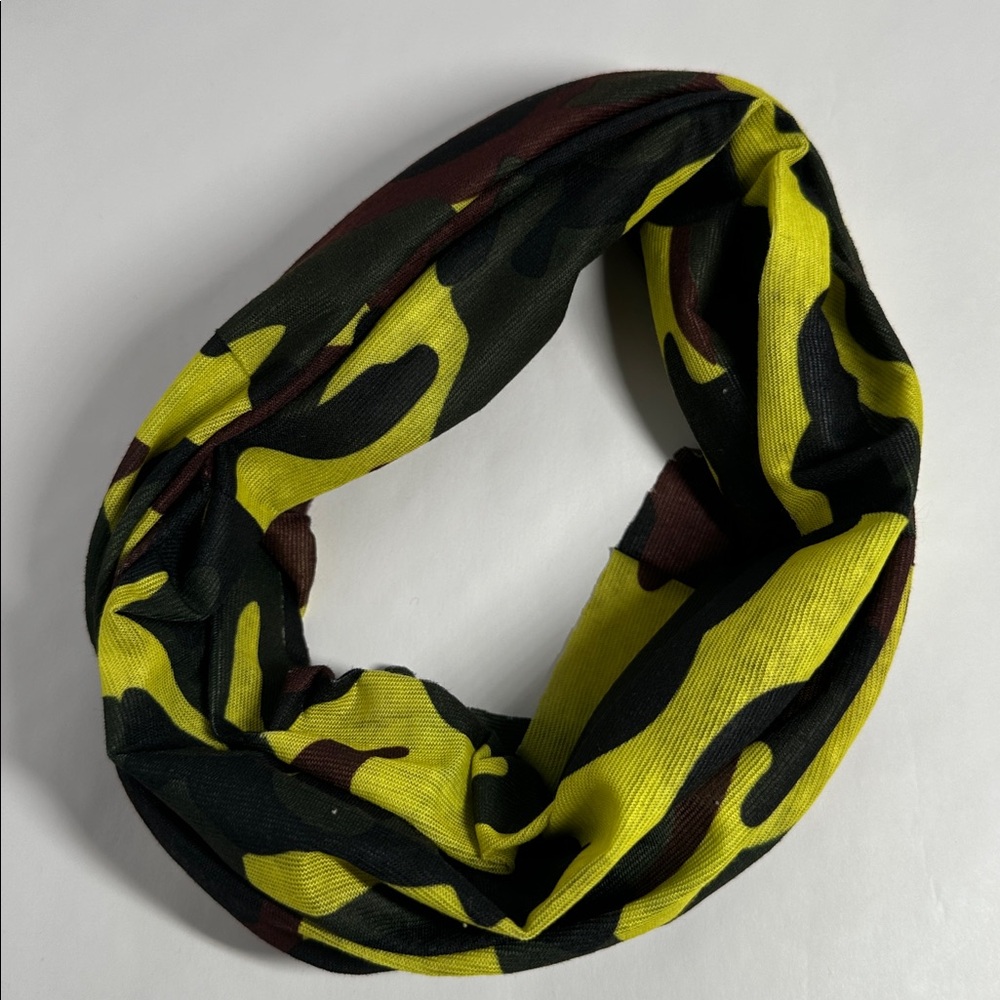 Wide Bright Yellow Camo Headband - #2065